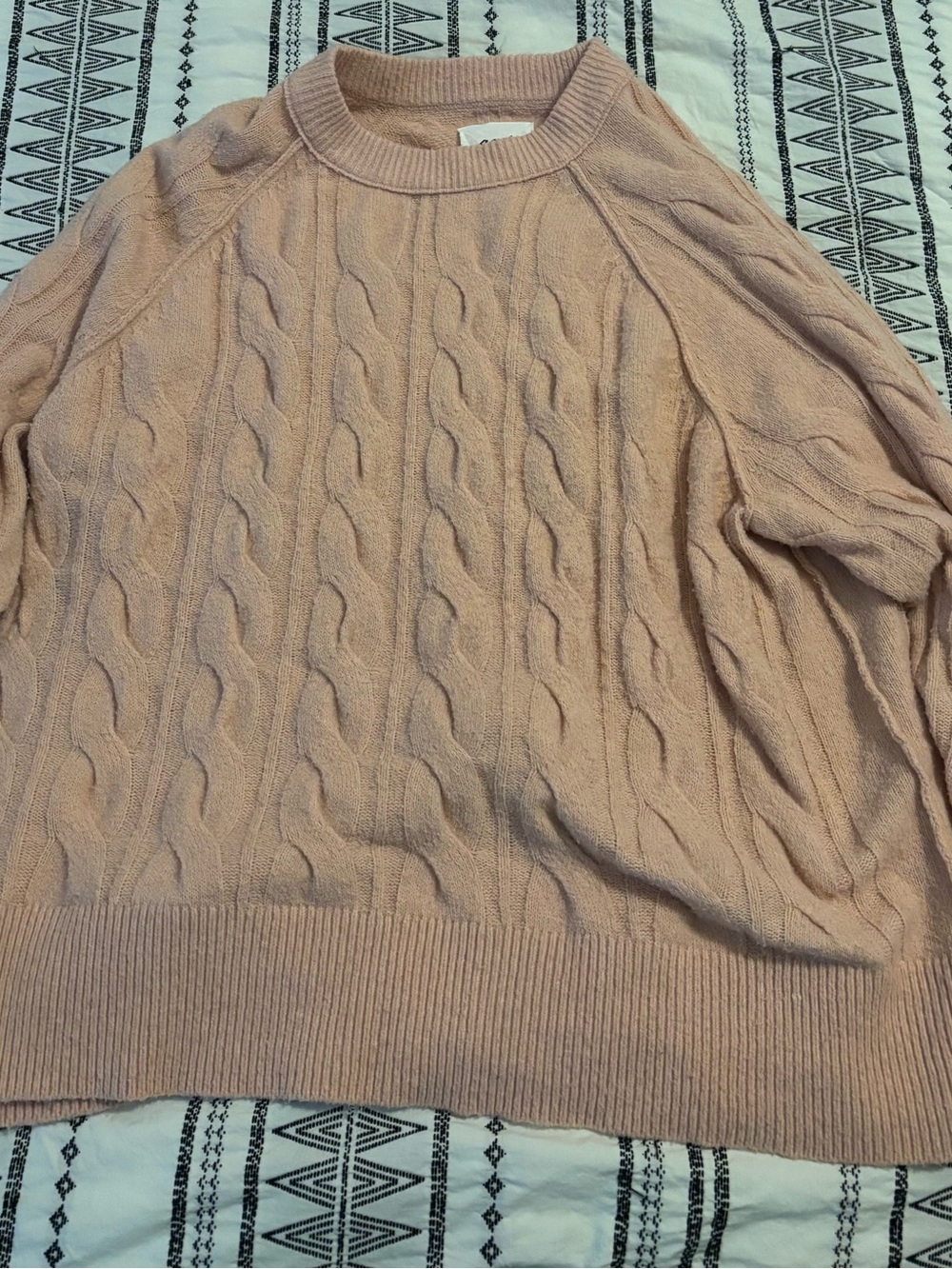 aerie Cable Knit Crewneck Sweater - Blush Pink